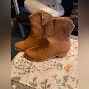 Soda Brown Western Ankle Boots with Stitch Detail